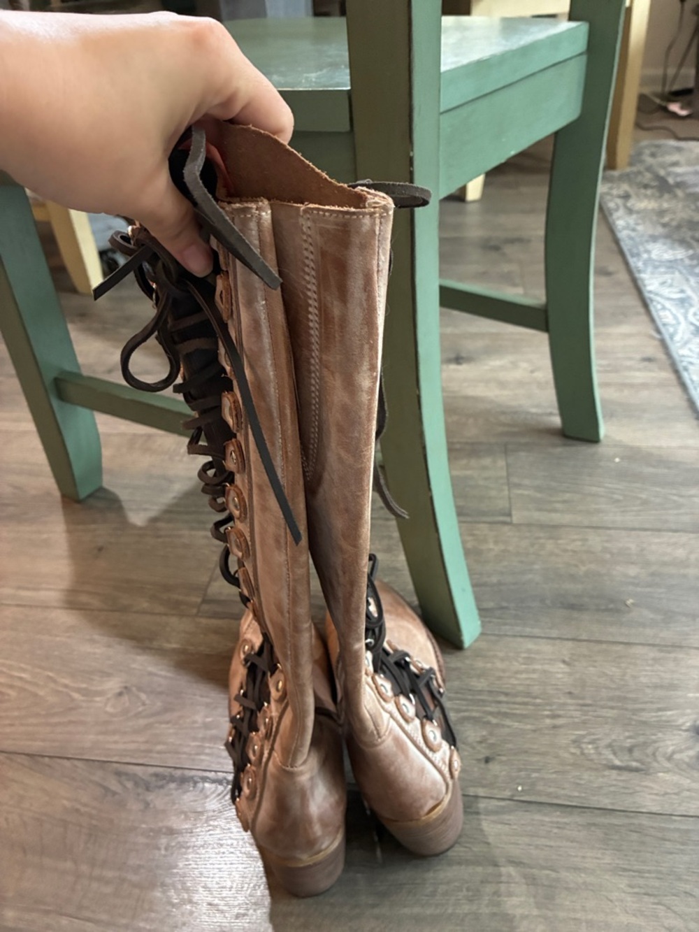 NEW Freebird Chapelle Size 8 Taupe Lace-Up Knee-High Women’s Boots - Picture 6 of 6
